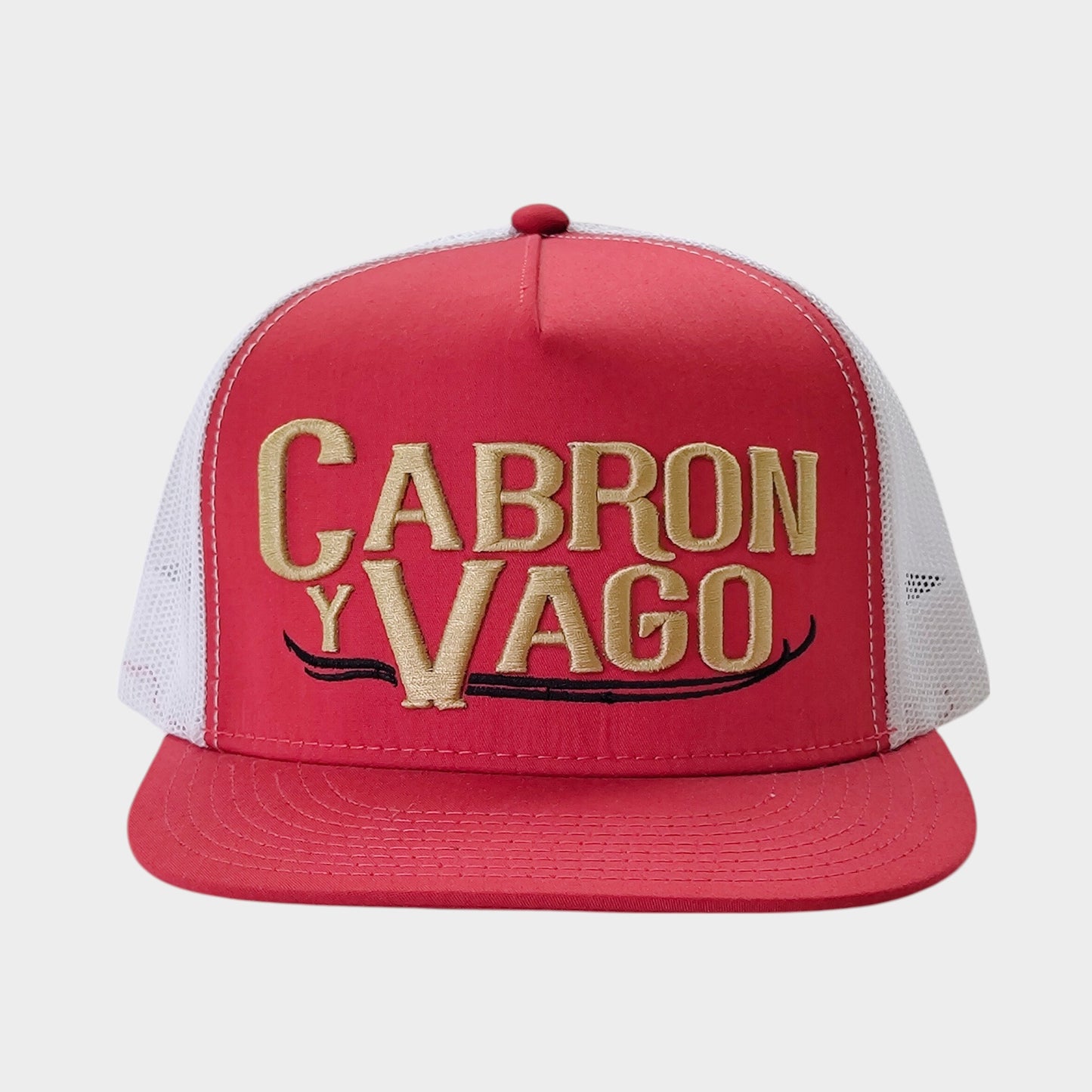 Cabron Y Vago Light Red/White flat visor hat / gorra de visera plana