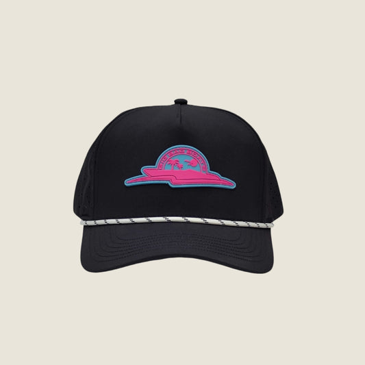 Miami Vice Rubber Patch Performance Rope Hat - Black