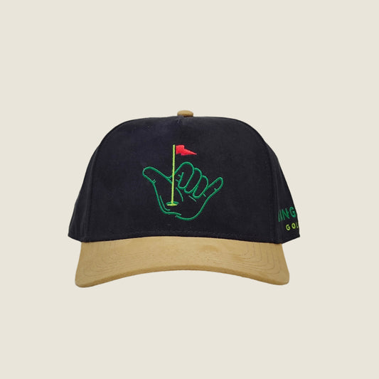 HANGTEN GOLF 5 PANEL HAT - BLACK