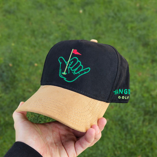 HANGTEN GOLF 5 PANEL HAT - BLACK